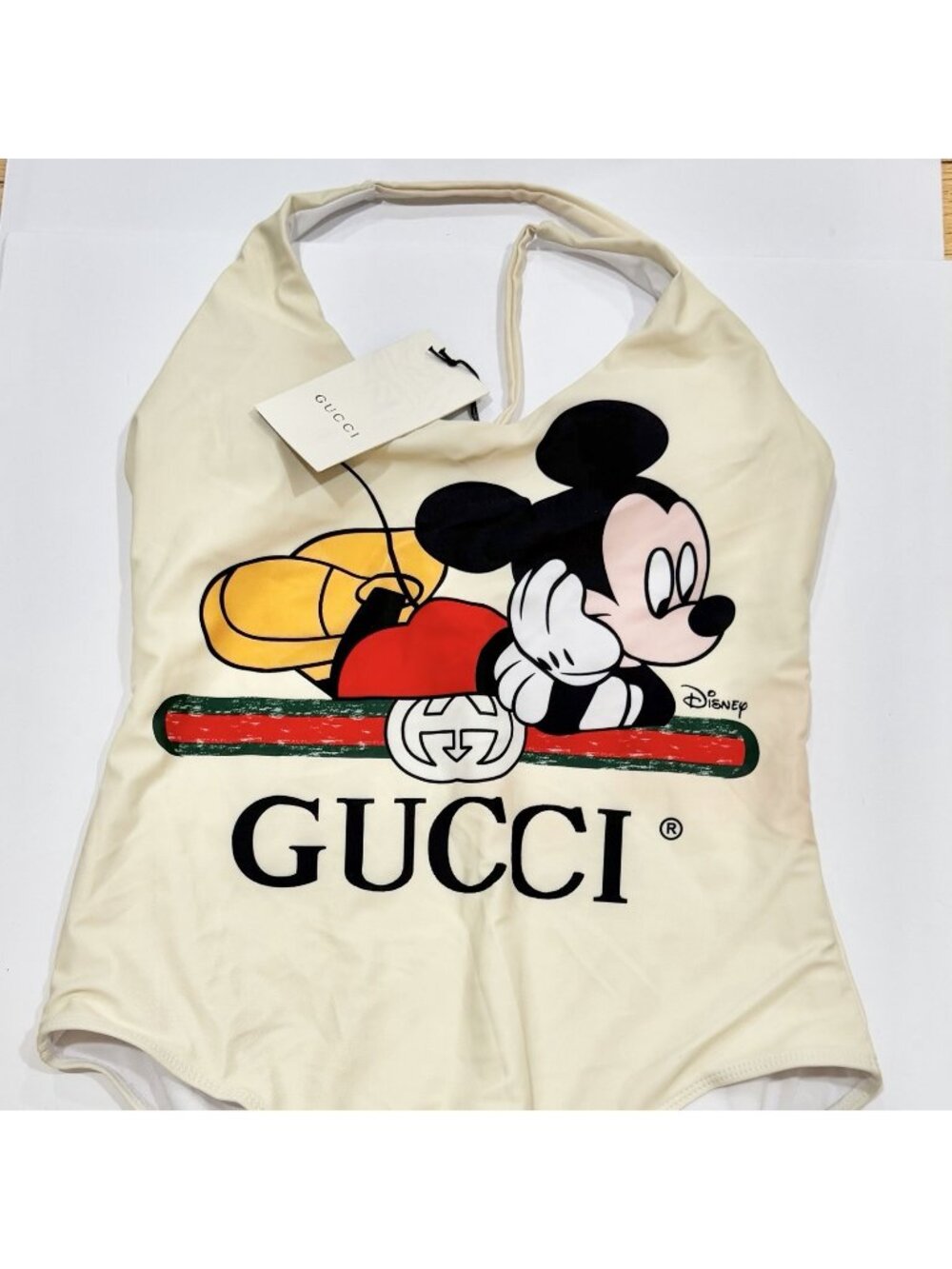 Gucci x Disney Mickey Mouse One Piece Swimsuit XL Ivory Designer NWT